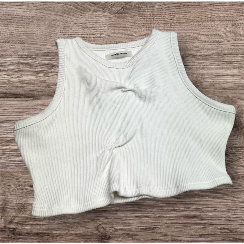 Maniere De Voir Ivory Ribbed Knit Bandeau Tank Top Women’s Size UK 8 US 4